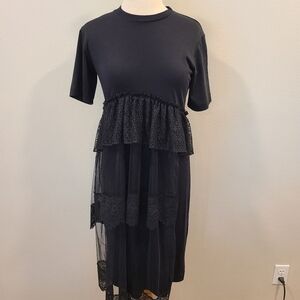 Simone Rocha Black Tulle & Lace Tiered Dress